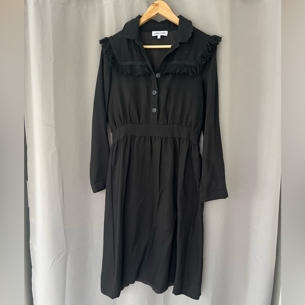 Black Long Sleeved Western Rodeo Maximalism Midi Dress Small